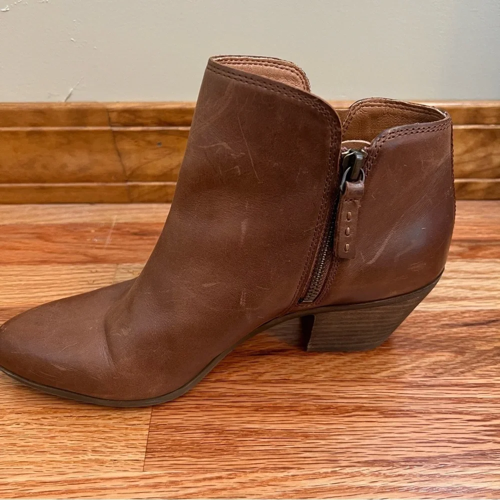 FRYE Judith Double Zip Booties Brown Leather Upper 9